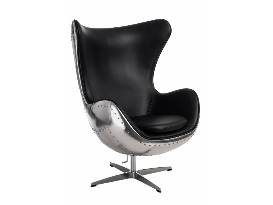 Fotel Jajo aluminium czarne PU - d2design